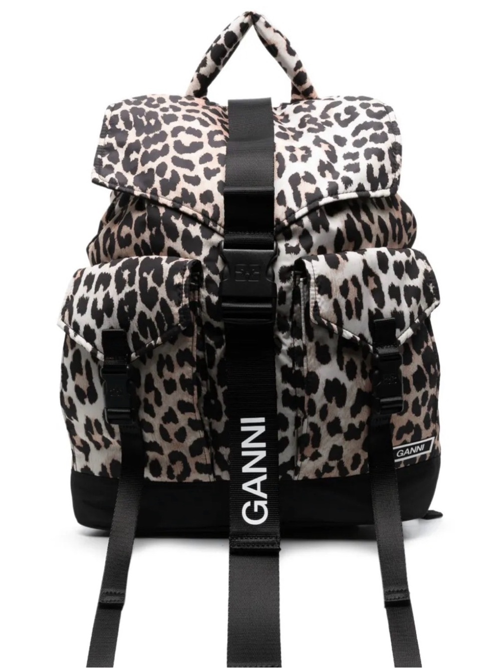 Ganni Leopard Tech Buckle Backpack